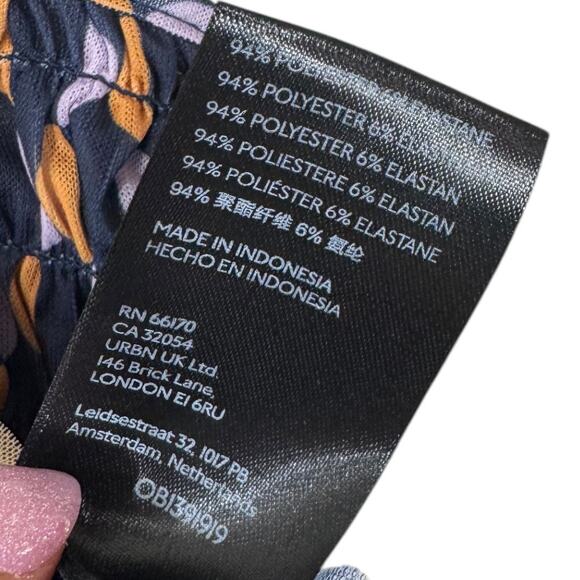 Anthropologie Mesh V-Neck Geometric Print Tank Top Small Navy Peplum Chic - Picture 7 of 7